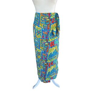 Big Hed Womens Vintage 90s Tribal Luau Maxi Long Skirt